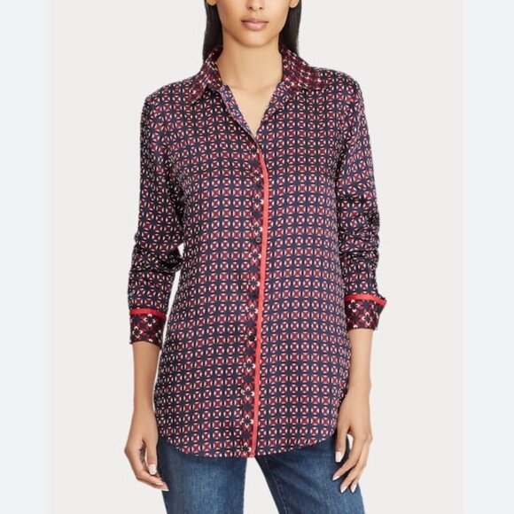 Ralph Lauren Blue & Red Geometric Button Down Shirt – Size 3X - Picture 1 of 8